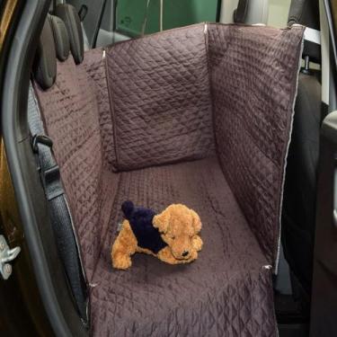 Imagem de Capa Protetora de Banco Carro Assento Traseiro Pet Cachorros Impermeável 203x156 Padrão Universal Matelado Marrom