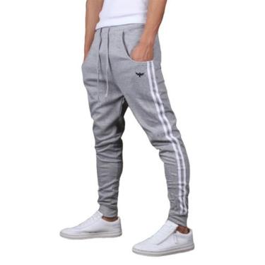 Imagem de Calça De Moletom Logo Konoa Masculina Jogger Slim, Cinza claro, M, Mas