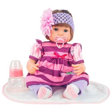 Imagem de Bebê Reborn Realista Menina Com Enxoval Completo Rosa Chupeta E Mamade