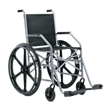 Imagem de Cadeira De Rodas Aço 1009 Rn Dobrável Nylon Cinza Jaguaribe