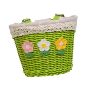 Imagem de Colaxi Cesta de bicicleta infantil, acessórios para bicicleta, cesta de bicicleta tecida para compras, passeios ao ar livre