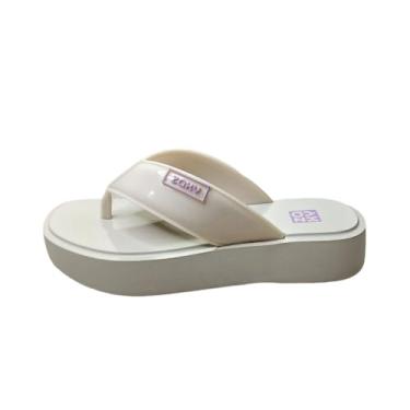 Imagem de Chinelo Feminino Zaxy Trend Plataforma de Dedo Leve, Moderna e Vegana com Efeito Puffer (Branco, BR, Adulto, Numérico, 33)