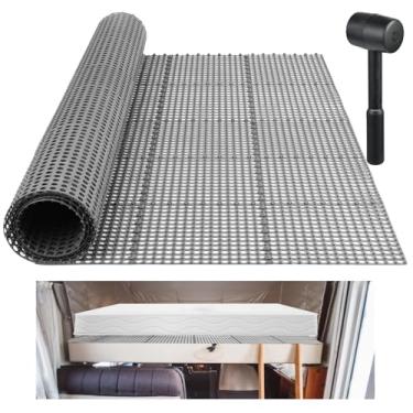 Imagem de Plactic Colchão de colchão 210,8 cm C x 149,9 cm com martelo de borracha RV sob o colchão ventilação modular intertravada malha de ar sob colchão almofada para trailer, barco, campista, criando a cama