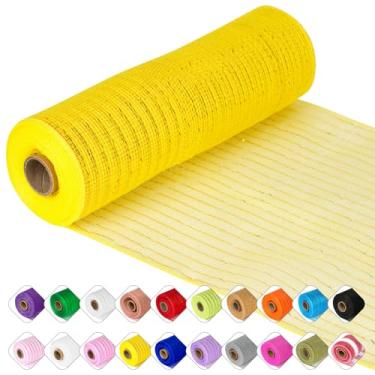 Imagem de Fita de malha Deco - 25,4 cm x 9,1 m cada rolo de fita metálica de malha para o Natal, guirlanda de Páscoa dos Namorados e decoração de casa (amarelo)