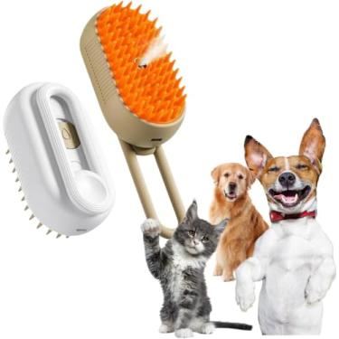 Imagem de Escova Pet Vaporizada Para Remoção De Pelos Gatos Cães Recarregável Elétrica Pente Com Vapor Premium