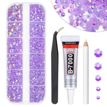 Imagem de qiipii Strass De Resina Roxo Claro Ab Com Cola B7000 Para Joias Artesanato Deslumbrante 2 Mm 3 4 5 6 Violeta Fundo Plano, Pedras Gelatina, Diamantes, Joias, Pingentes, Unhas, Maquiagem Facial, Copos