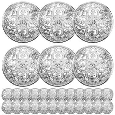 Imagem de Milisten Botões Diy 30 Peças Redondos De Metal Vazado Casaco Jaqueta Lisa Calças Costura Prata 23 Mm Antigo Vintage Lindo Conjunto Ternos