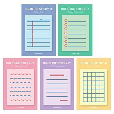 Imagem de Monolike Bloco de notas autoadesivo Color Boldline Sticky-It - conjunto de 5p com 50 folhas