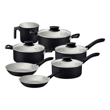 Imagem de Conjunto de Panela com 7 Peças Antiaderente Linz Tramontina Preta