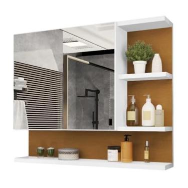Imagem de Armario de Parede para Banheiro com Espelho e Porta Cle Organizacao Perfeita e Design Elegante para Seu Espaco(Branco/Nature)