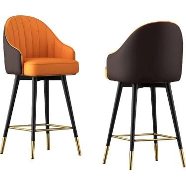 Imagem de Conjunto De 2 Bancos De Bar Ergonômicos, Bancos De Bar Estofados Com Pernas Cromadas Pretas, Bancos De Bar Giratórios De Couro, Cadeiras De Bar De Altura De Balcão, A, 75CM
