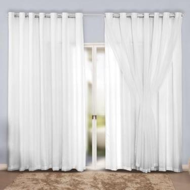 Imagem de Cortina Microfibra Decoração Sala Ou Quarto Cortina Com Ilhós Cromado(Branco,5 Metros)