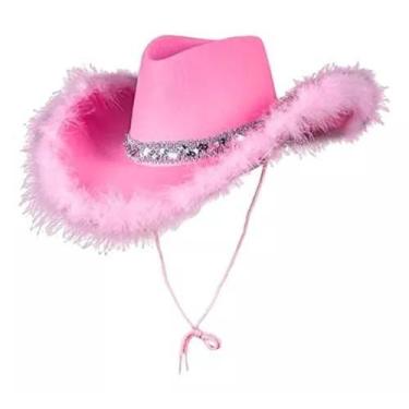 Imagem de Chapéu Barbie Rosa Country Cowboy Vaqueira Luxo Com Cordinha - Loja Di