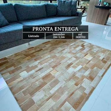 Imagem de Tapete de Couro Bege Listrado 2,00x1,50m | 008702