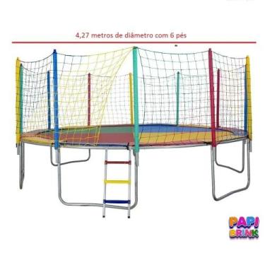 Imagem de Cama elástica Infantil 4,27 6 Pés Colorida 84 Molas Papibrink
