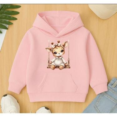 Imagem de Moletom Canguru Infantil Estampa Girafa no Balanço Lindo Agasalho Blus