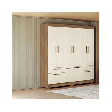 Imagem de Guarda-Roupa Casal Santos Andirá Curitiba com 8 Portas, 4 Gavetas e 5 Prateleiras – 194,4cm de largura
