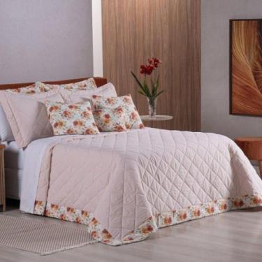 Imagem de Kit Cobre Leito Colcha Luana Queen 5 Peças 100% Algodão 150 Fios Estam