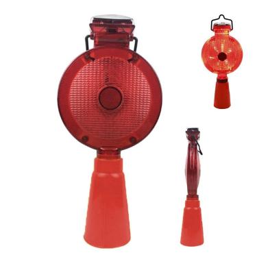 Imagem de Sinalizador Solar Viario para Cone Automatico Luz LED Sinalizaçao Chuva Obra Estrada Rua Rodovia