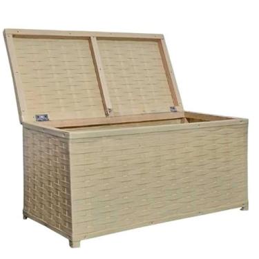 Imagem de Baú Horizontal Organizador de Brinquedos 45L – Caixa Cesto em Fibra Sintética com Fita 60x30x30 cm(palha)