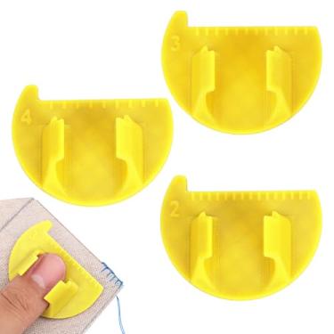 Imagem de 3 Peças Régua de Dedo para Costura Pontos Uniformes, Mini Guia Ponto Polegar 2/3/4mm Kit de Gabarito Costura Manual Precisão e Ferramenta para Quilting (Amarelo)