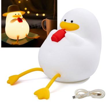 Imagem de Luminaria Abajur Mesa Patinho Fofo Touch Usb Muda De Cor Recarregavel Silicone 