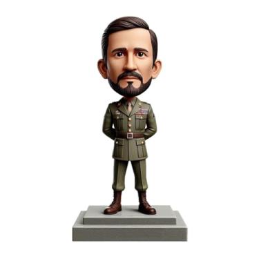 Imagem de Bobblehead militar barbudo personalizado feito à mão a partir da sua foto, ótimo presente para pai, namorado, irmão, respeitar a honra e a coragem da tropa, decoração de mesa memorável