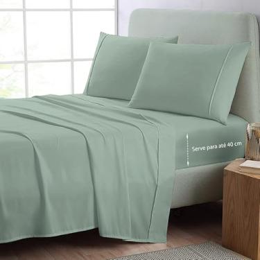 Imagem de Pizuna Jogo de lençol king 4 pecas algodao Espuma De Mar, 400 fios de algodão 100% sateen de fibra longa conjunto lençol king