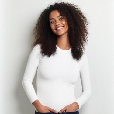 Imagem de Camiseta Feminina Manga Longa Uv50 Inverno/verão Dry Fit Branco - Fant