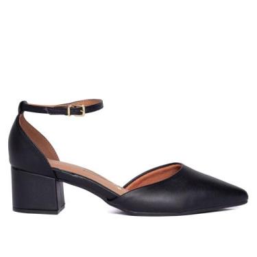 Imagem de Sapato Scarpin Feminino Vizzano Bico Fino Salto Baixo Preto, Preto, 35