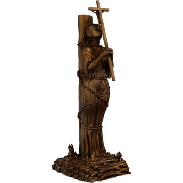 Imagem de Estátua Santa Joana Darc na Fogueira Estatueta Imagem (Cor Cobre Antigo)
