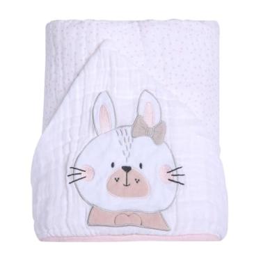 Imagem de Toalha com Capuz para Bebê – 100% Algodão Forrada com Fralda Soft – Alta Absorção – Estampas Variadas – 80x80 cm – Loja Era Uma Vez (Coelha, Padrão)