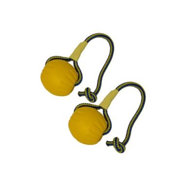 Imagem de Heavelove Pacote com 2 bolas com corda de brinquedo para cães, brinquedo de espuma Fling Dura, bola flutuante de água para cães, boia de chuva em corda (2 peças de 7 cm/2,8")