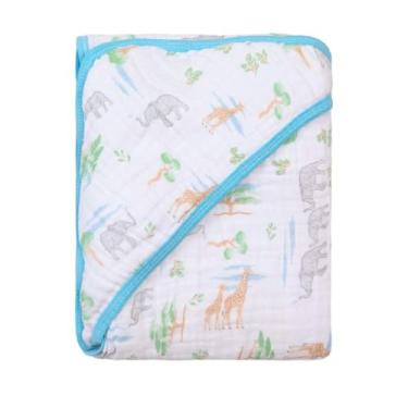 Imagem de Toalha com Capuz para Bebê – 100% Algodão Forrada com Fralda Soft – Alta Absorção – Estampas Variadas – 80x80 cm – Loja Era Uma Vez (Africa, Padrão)