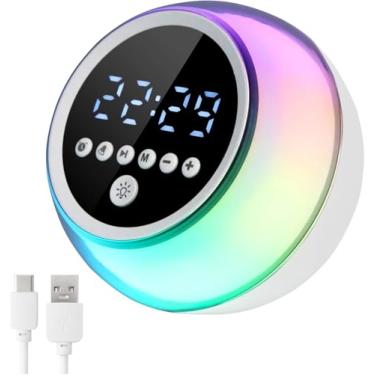 Imagem de Caixa de Som Bluetooth com LED RGB e Relógio Digital, Alto-falante sem Fio com Iluminação Multicolorida