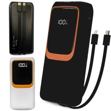 Imagem de Carregador Portátil Power Bank 20000mAh Turbo 2 Entrada 2 Saídas C/Led Compatível Universal Iphones Androids/USB/Tipo-C Cabo lightning Proteção Inteligente Sobrecarga Super Resistente Original E&A