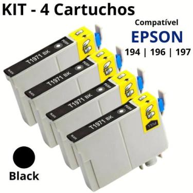 Imagem de Kit 4 Cartuchos de Tinta Black Compatível com Epson 194 196 197 para X