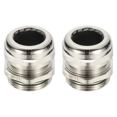 Imagem de PATIKIL Prensa-cabos elétricos à prova d'água, NPT1 2 peças 5/17.8 cm a 2.5 cm cabo de latão niquelado cabo de aperto protetor de fio elétrico para caixa de cabos ao ar livre caixa de junção