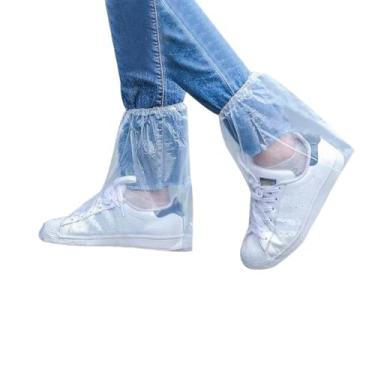 Imagem de 10 pares de capas para botas de plástico descartáveis à prova d'água para homens e mulheres chuva ao ar livre dentro de casa galochas (transparente)