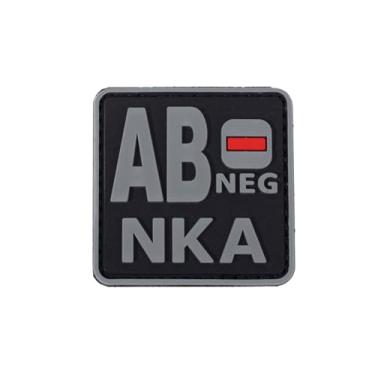 Imagem de Ruoming 1 peça de adesivos táticos de tipo sanguíneo, 5 x 5 cm, PVC 3D, fecho de gancho (cinza AB-)