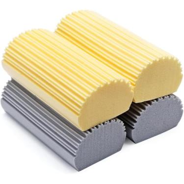 Imagem de Zorveiio 4 peças de esponja de espanador úmida e reutilizável, espanador de limpeza eficiente para poeira, detritos e manchas, esponja de borracha mágica para ventilador de teto, persianas, rodapé,
