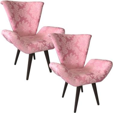Imagem de Kit Duas Poltronas Decorativa Elegance 99 Rosa Bebê - Sua Casa Decor