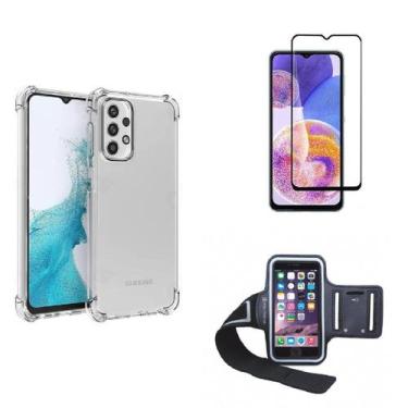 Imagem de Kit Braçadeira Samsung Galaxy A23 + Capa + Película Vidro 3D