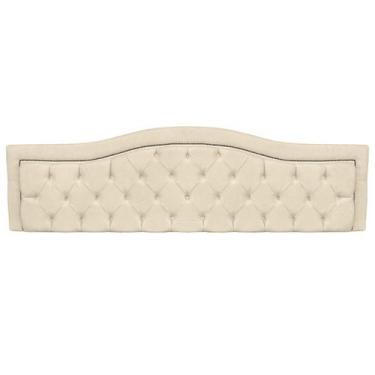 Imagem de Painel de Cama Queen 160cm Realeza Estofado Capitonê Suede Bege Claro 