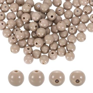 Imagem de HARFINGTON 200 peças de contas redondas de acrílico bege claro 8 mm de diâmetro 1,9 mm furo de resina plástica bolas lisas contas soltas para fazer joias, pulseiras, colar, brincos, faça você mesmo
