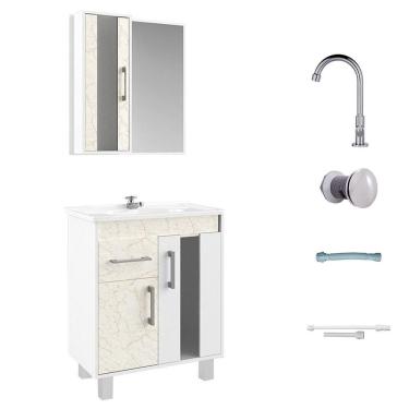 Imagem de Conjunto Completo de Banheiro São João Lisboa 3 peças, Volakas e Branco, 60 cm