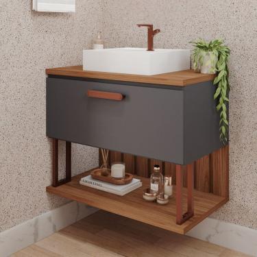 Imagem de Gabinete Suspenso com Cuba 80,3cm X 73cm Mari Espresso Móveis Titanium