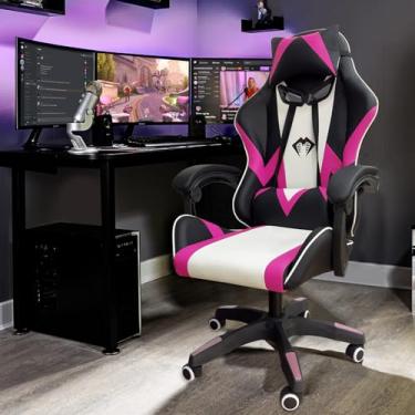 Imagem de Cadeira Gamer Python Fly, Design Estilo Gamer, Tecido Respirável, Design Ergonômico (Rosa)
