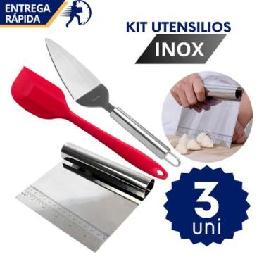Imagem de Kit de Utensilios de Cozinha 3 pçs Essenciais Multiuso com Espátula Pã