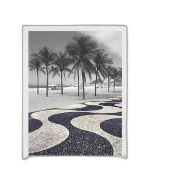 Imagem de Quadro Fotografia Copacabana Pb 45X34Cm Vidro, Moldura Pre - Quadros O